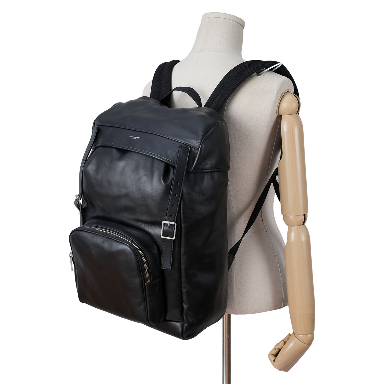 YVES SAINT LAURENT(USED)생로랑 683857 레더 백팩 블랙